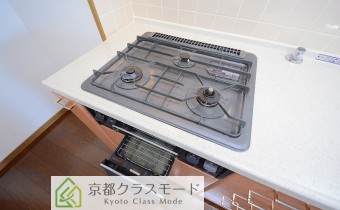 3口ガスコンロ（グリル付き）