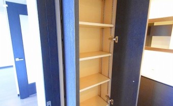 脱衣スペースの収納　※同マンション内の別のお部屋のものです。参考としてご覧ください。