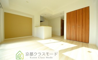 カウンターキッチンタイプのナチュラルモダンなリビング♪