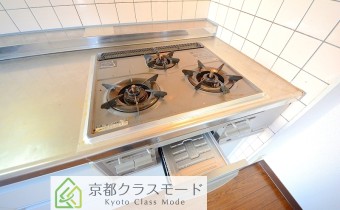 3口ガスコンロ（グリル付）