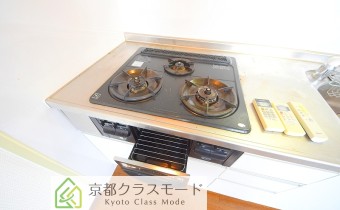 グリル付き3口ガスシステムキッチン