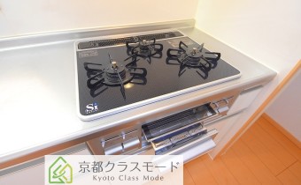 3口ガスコンロ（グリル付）
