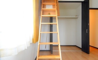 屋根裏収納へのハシゴ