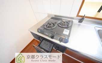 2口ガスコンロ＆グリル付き