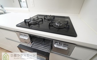 グリル付き3口ガスコンロ
